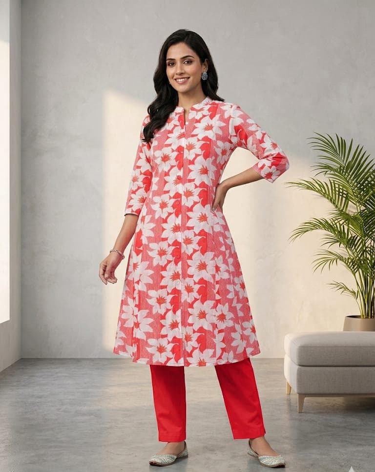 Cotton Leheriya Kurta Set